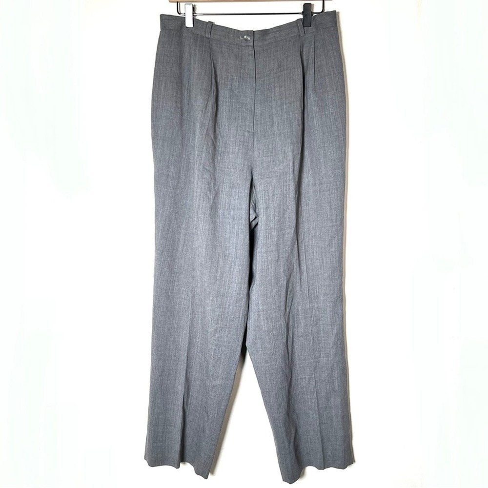 Talbots 100% wool gray pleated straight business casual dress pants size 14 B164